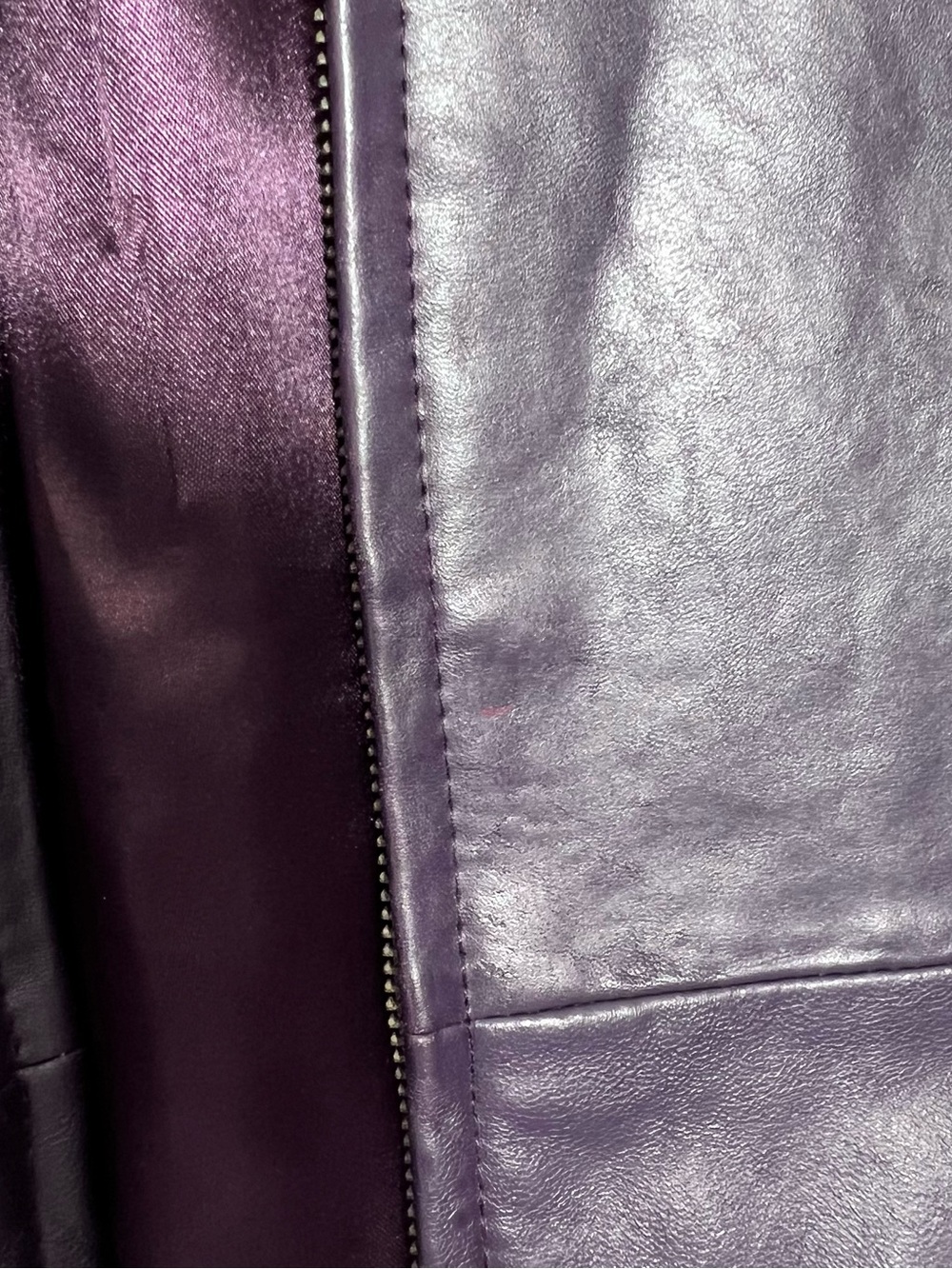 Coldwater Creek Women's Plum Leather Zip Jacket - Picture 8 of 11